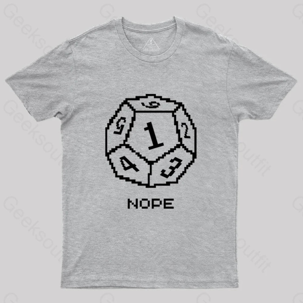 Nope Pixel Rpg Dice T-Shirt Grey / S