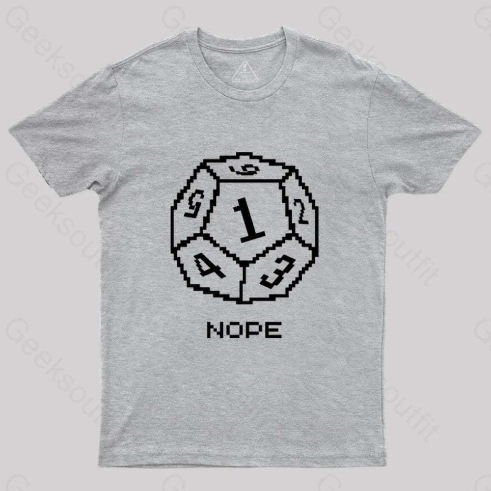 Nope Pixel Rpg Dice T-Shirt Grey / S