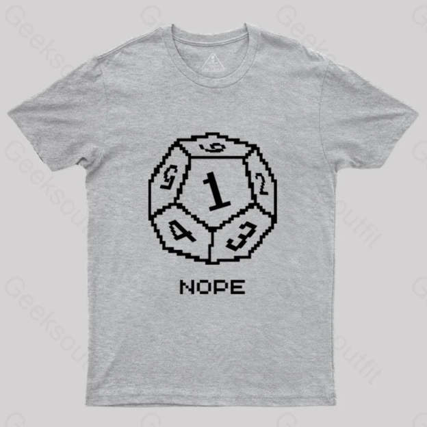 Nope Pixel Rpg Dice T-Shirt Grey / S