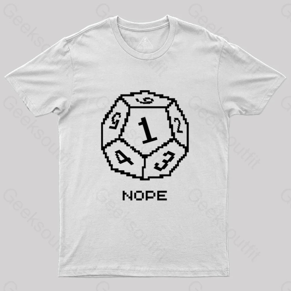 Nope Pixel Rpg Dice T-Shirt White / S