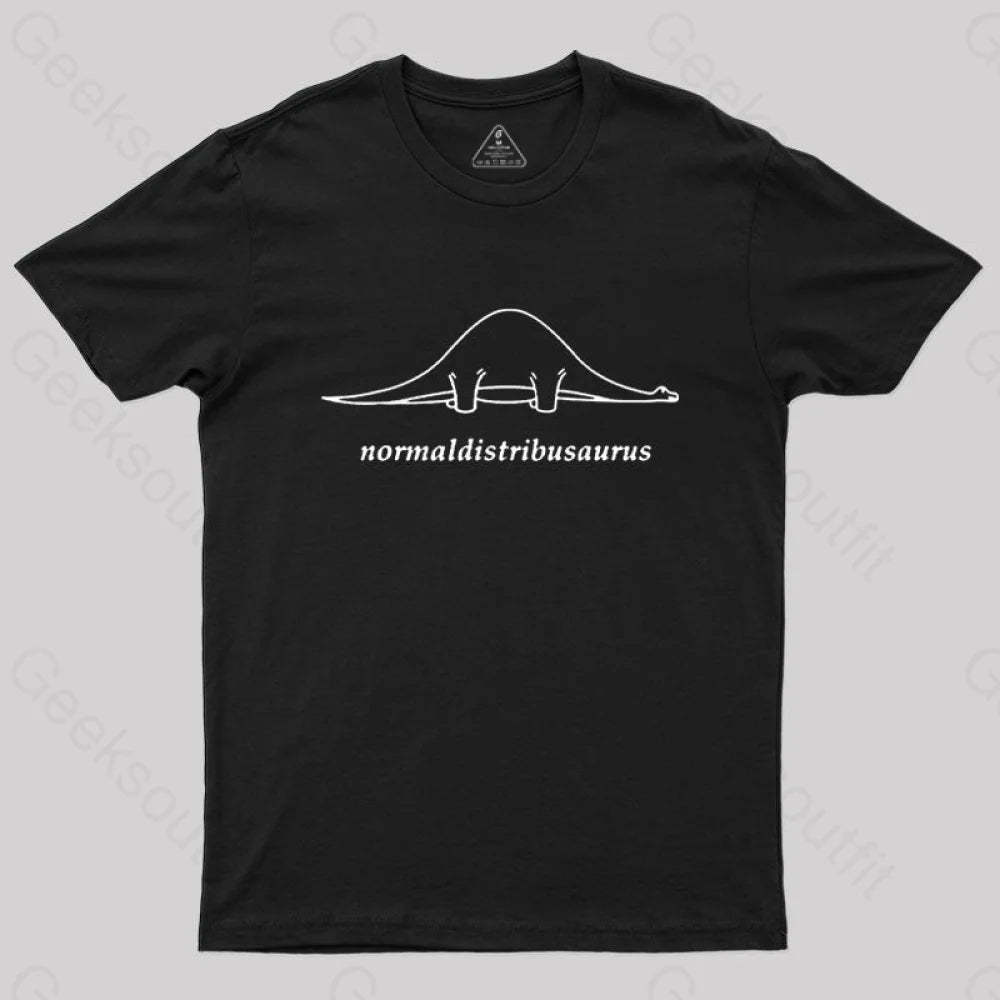 Normal Distribution Dinosaur Geek T-Shirt Black / S