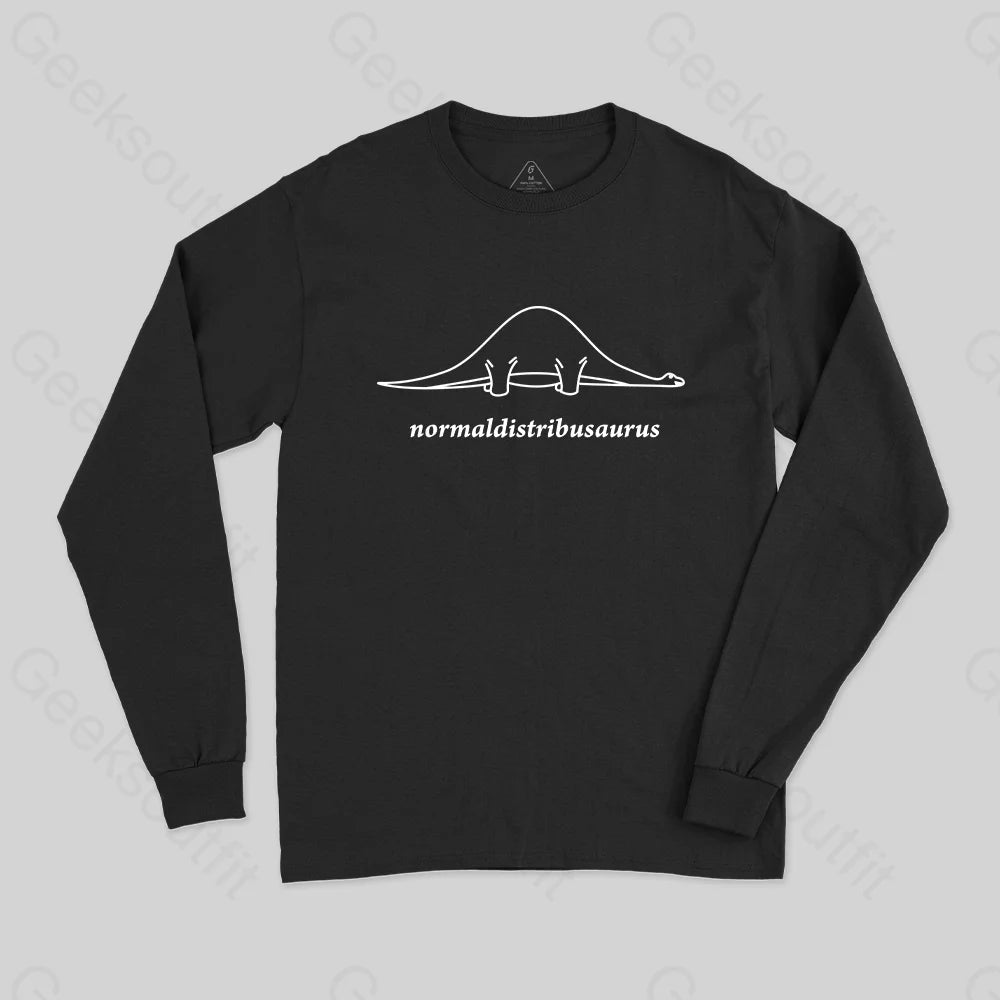 Normal Distribution Dinosaur Long Sleeve T-Shirt Black / S