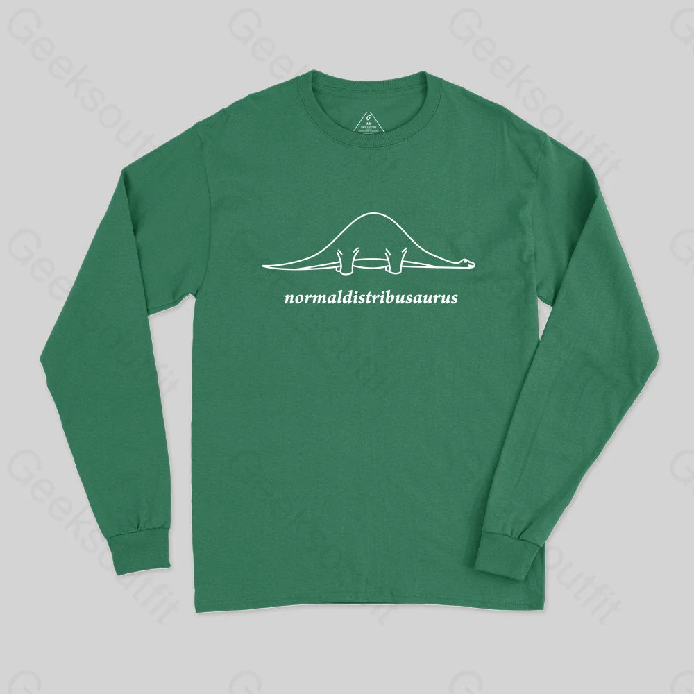 Normal Distribution Dinosaur Long Sleeve T-Shirt Green / S