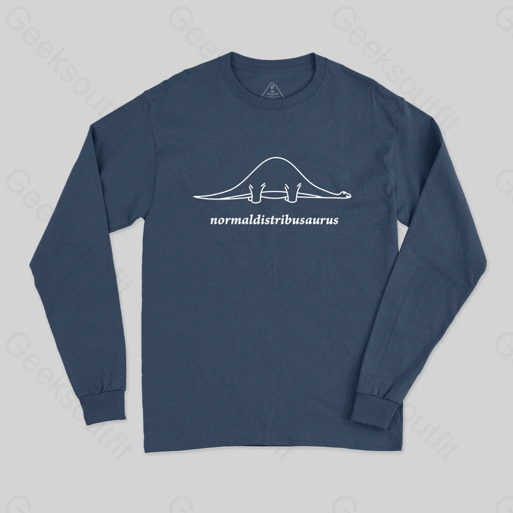 Normal Distribution Dinosaur Long Sleeve T-Shirt Navy / S