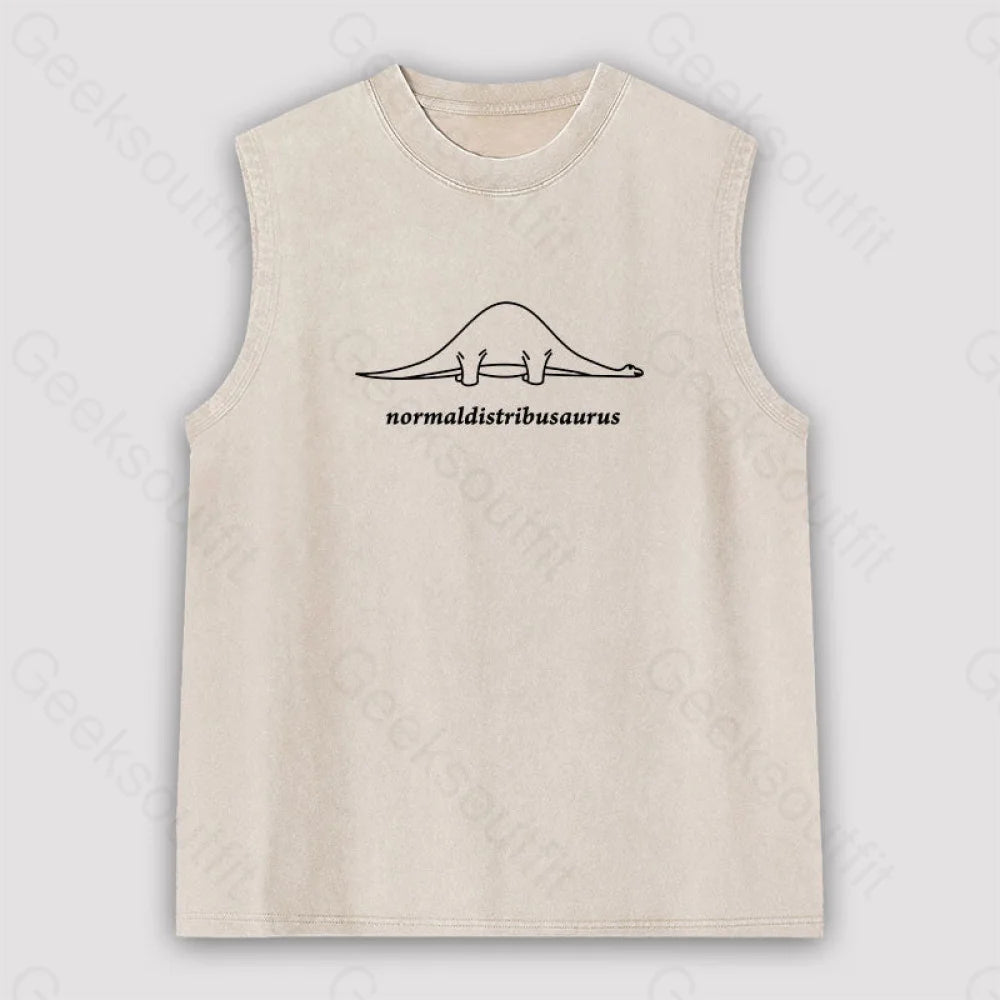 Normal Distribution Dinosaur Unisex Washed Tank Apricot / S
