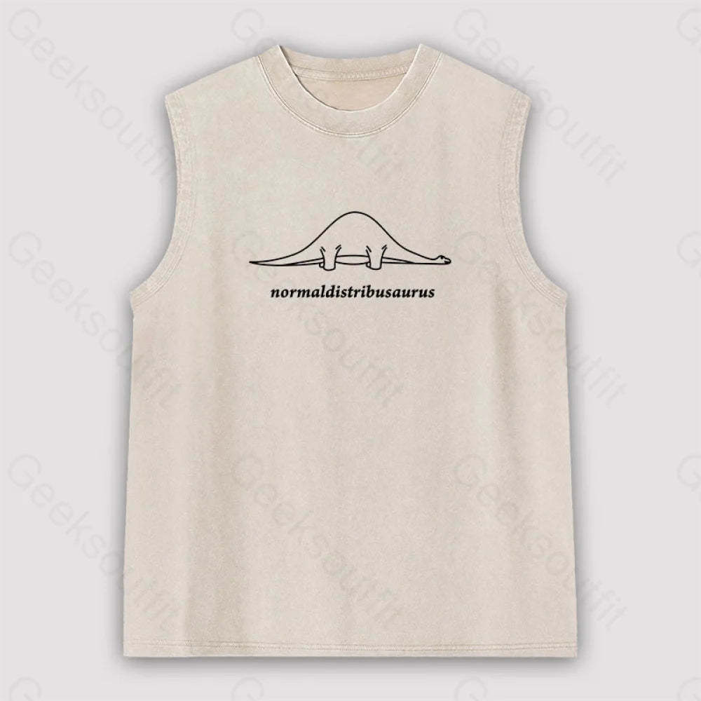 Normal Distribution Dinosaur Unisex Washed Tank Apricot / S