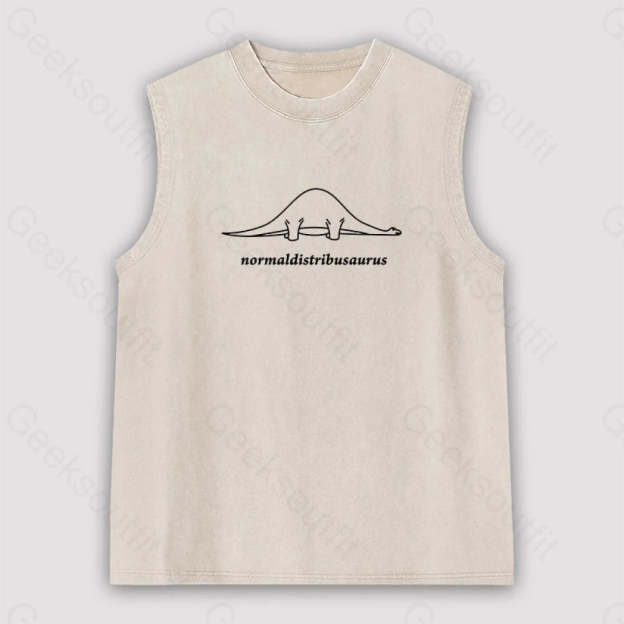 Normal Distribution Dinosaur Unisex Washed Tank Apricot / S