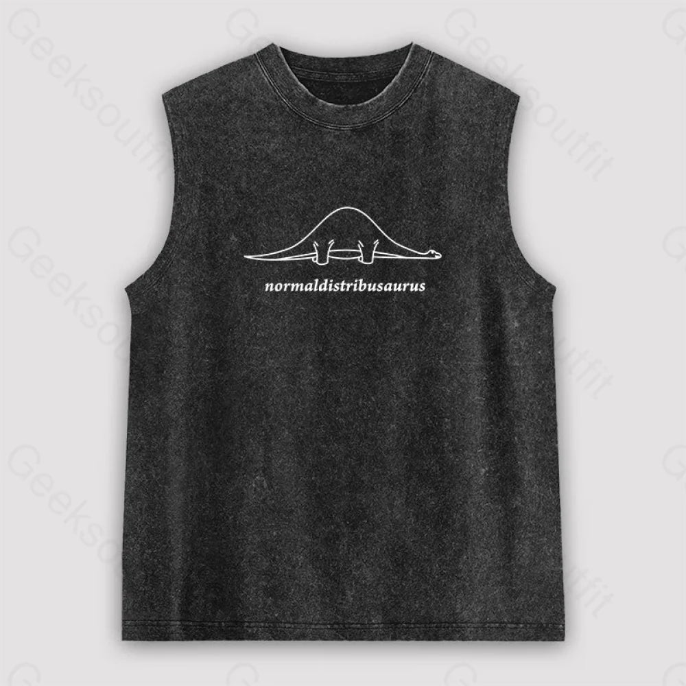 Normal Distribution Dinosaur Unisex Washed Tank Black / S