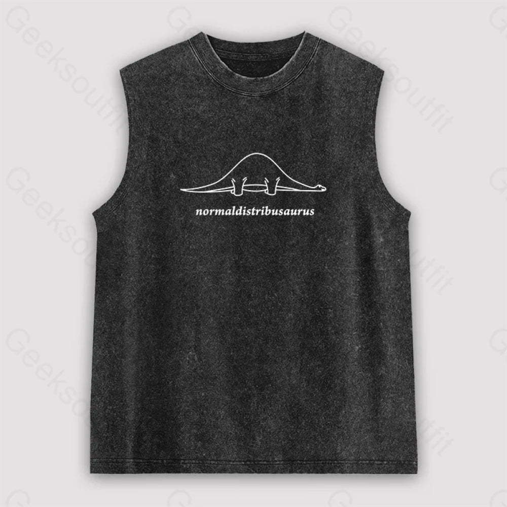 Normal Distribution Dinosaur Unisex Washed Tank Black / S