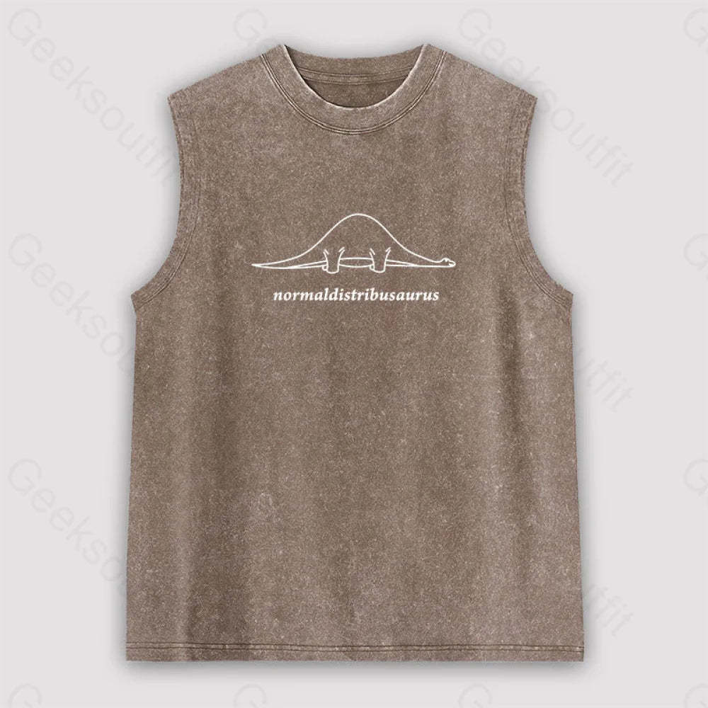 Normal Distribution Dinosaur Unisex Washed Tank Brown / S
