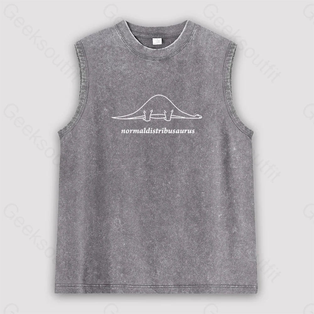 Normal Distribution Dinosaur Unisex Washed Tank Grey / S