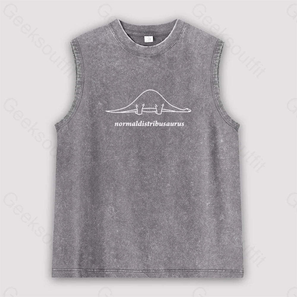Normal Distribution Dinosaur Unisex Washed Tank Grey / S