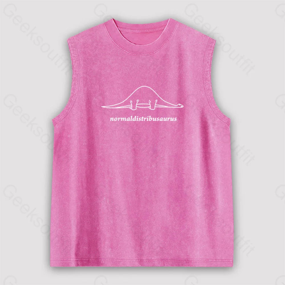 Normal Distribution Dinosaur Unisex Washed Tank Pink / S