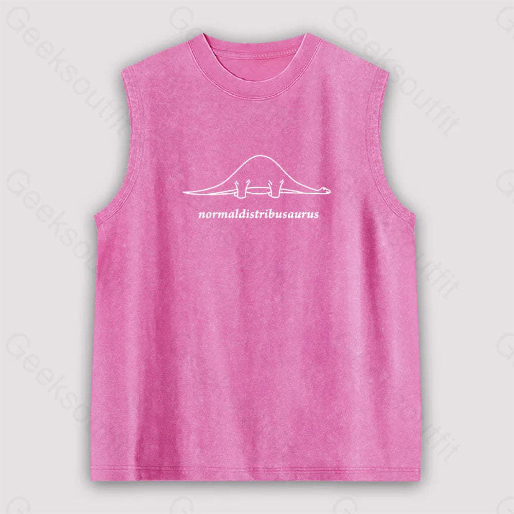Normal Distribution Dinosaur Unisex Washed Tank Pink / S