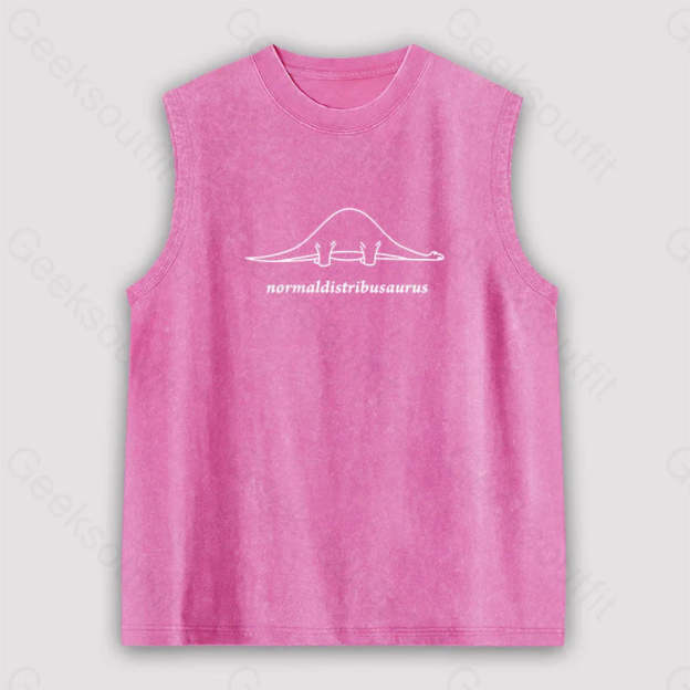 Normal Distribution Dinosaur Unisex Washed Tank Pink / S