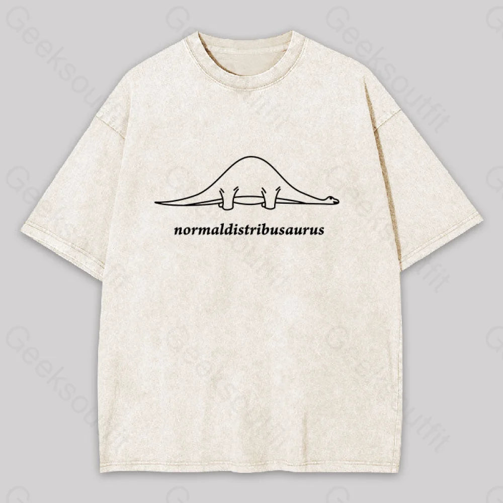 Normal Distribution Dinosaur Washed T-Shirt Apricot / S