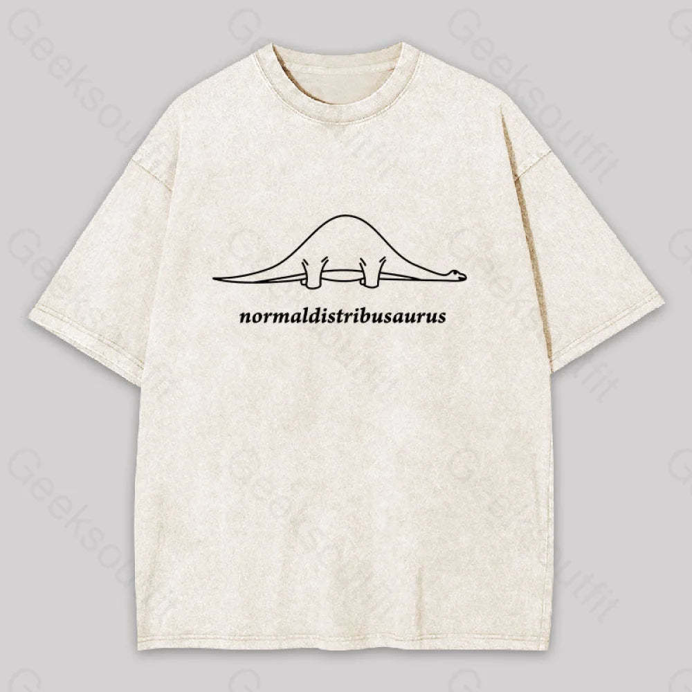 Normal Distribution Dinosaur Washed T-Shirt Apricot / S