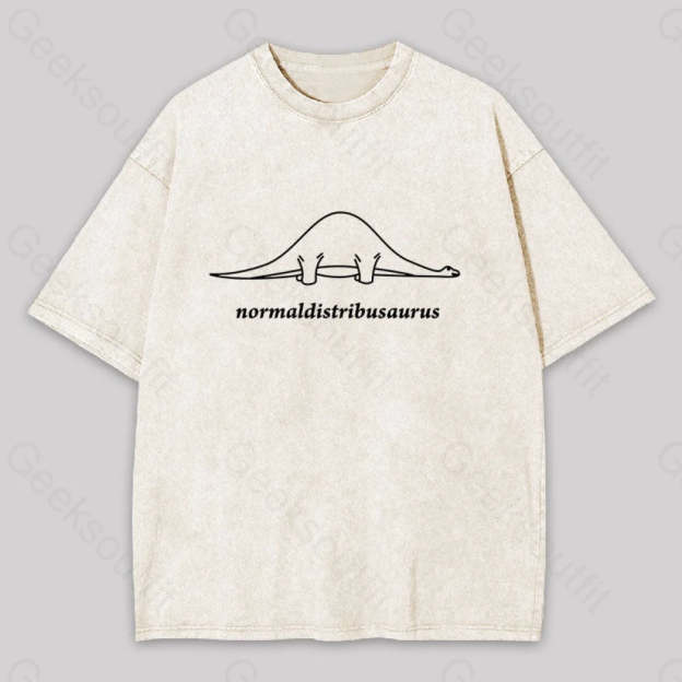 Normal Distribution Dinosaur Washed T-Shirt Apricot / S