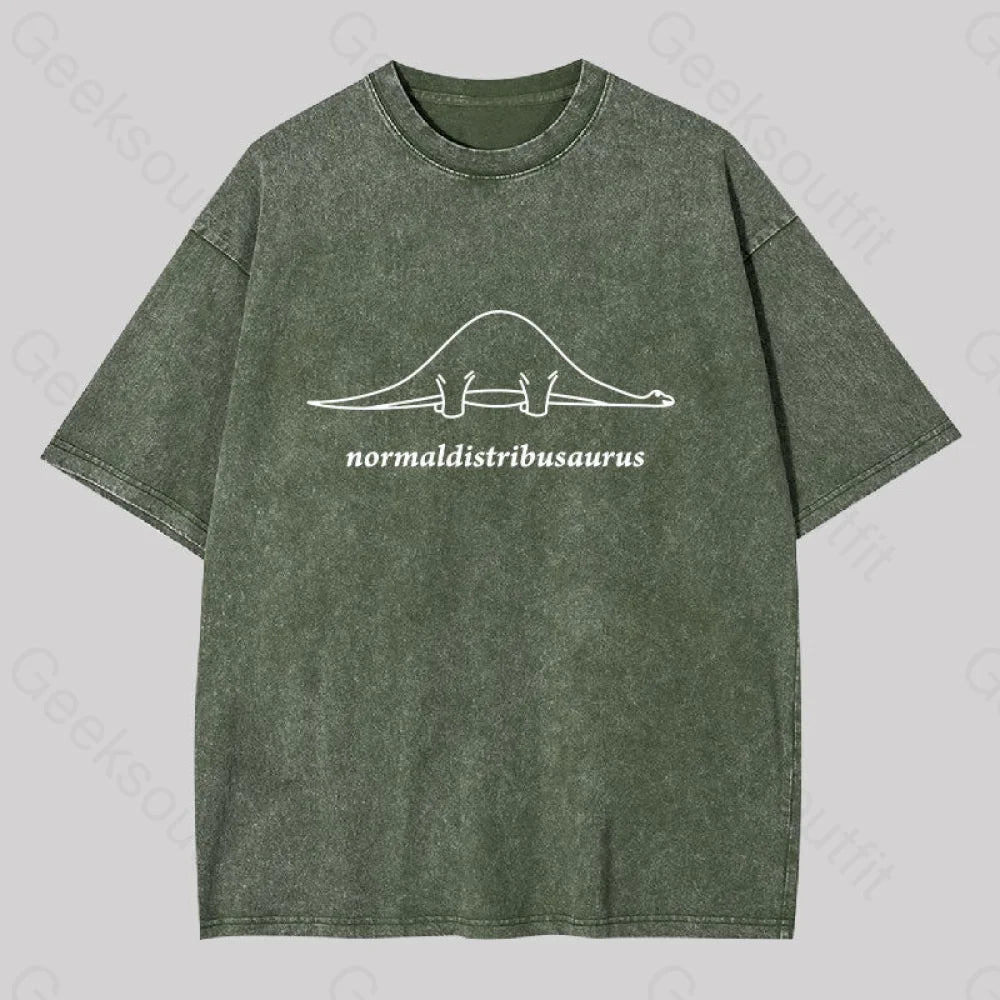 Normal Distribution Dinosaur Washed T-Shirt Army Green / S