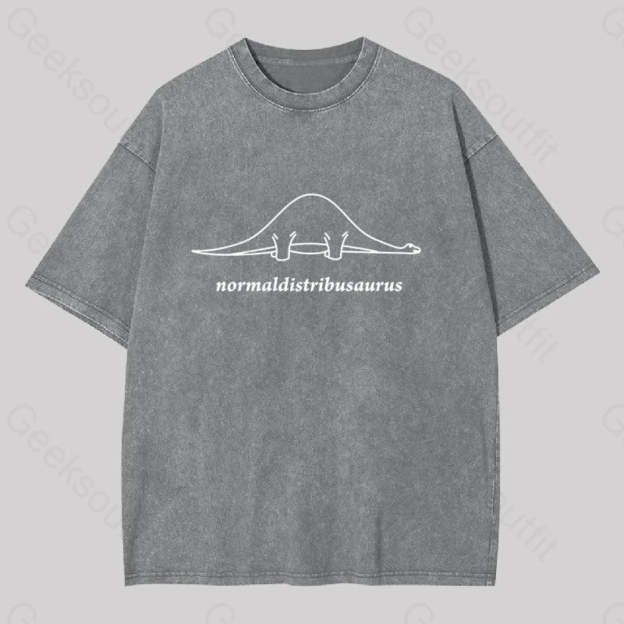 Normal Distribution Dinosaur Washed T-Shirt Grey / S