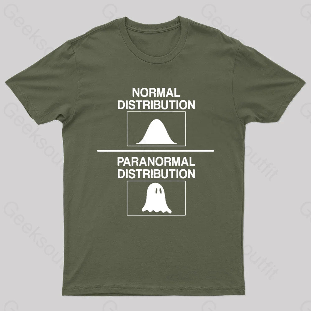 Normal Distribution Paranormal Nerd T-Shirt Army Green / S