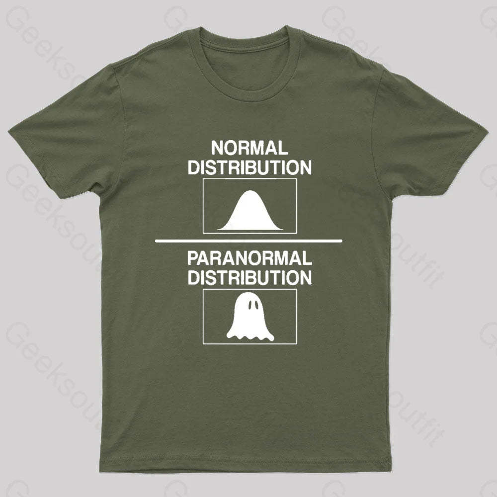 Normal Distribution Paranormal Nerd T-Shirt Army Green / S