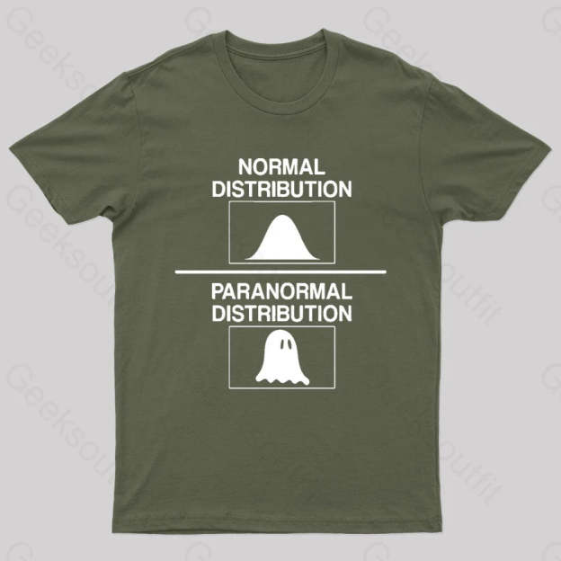 Normal Distribution Paranormal Nerd T-Shirt Army Green / S