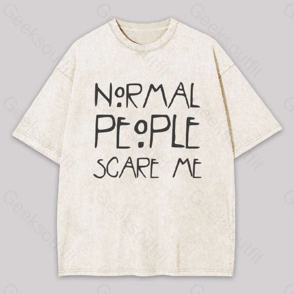 Normal People Scare Me Washed T-Shirt Apricot / S