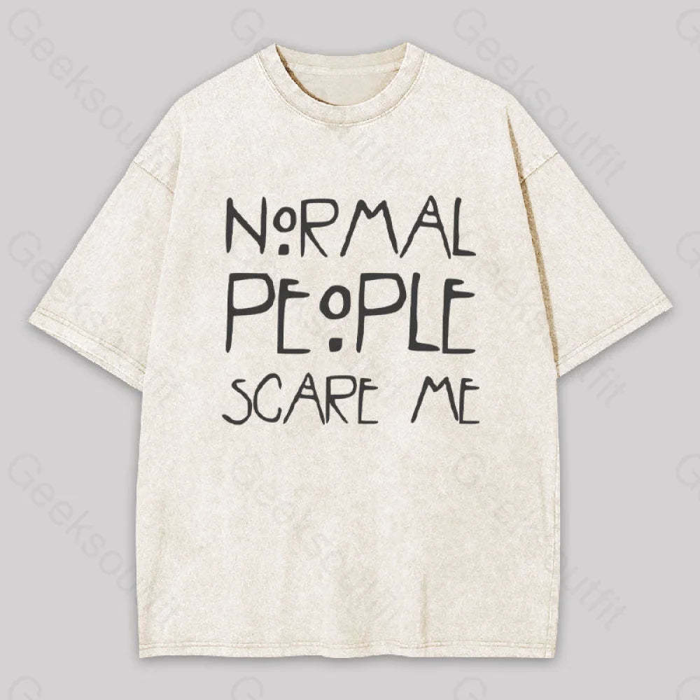 Normal People Scare Me Washed T-Shirt Apricot / S