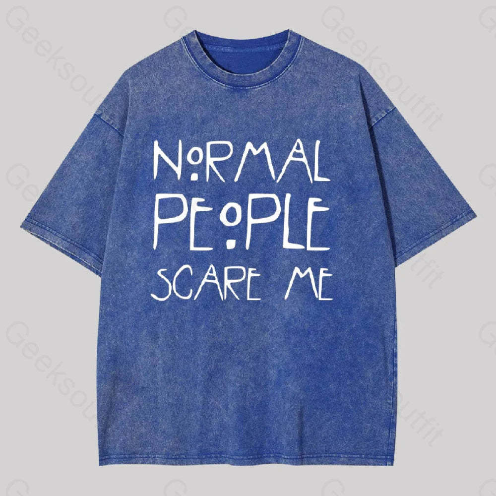 Normal People Scare Me Washed T-Shirt Blue / S