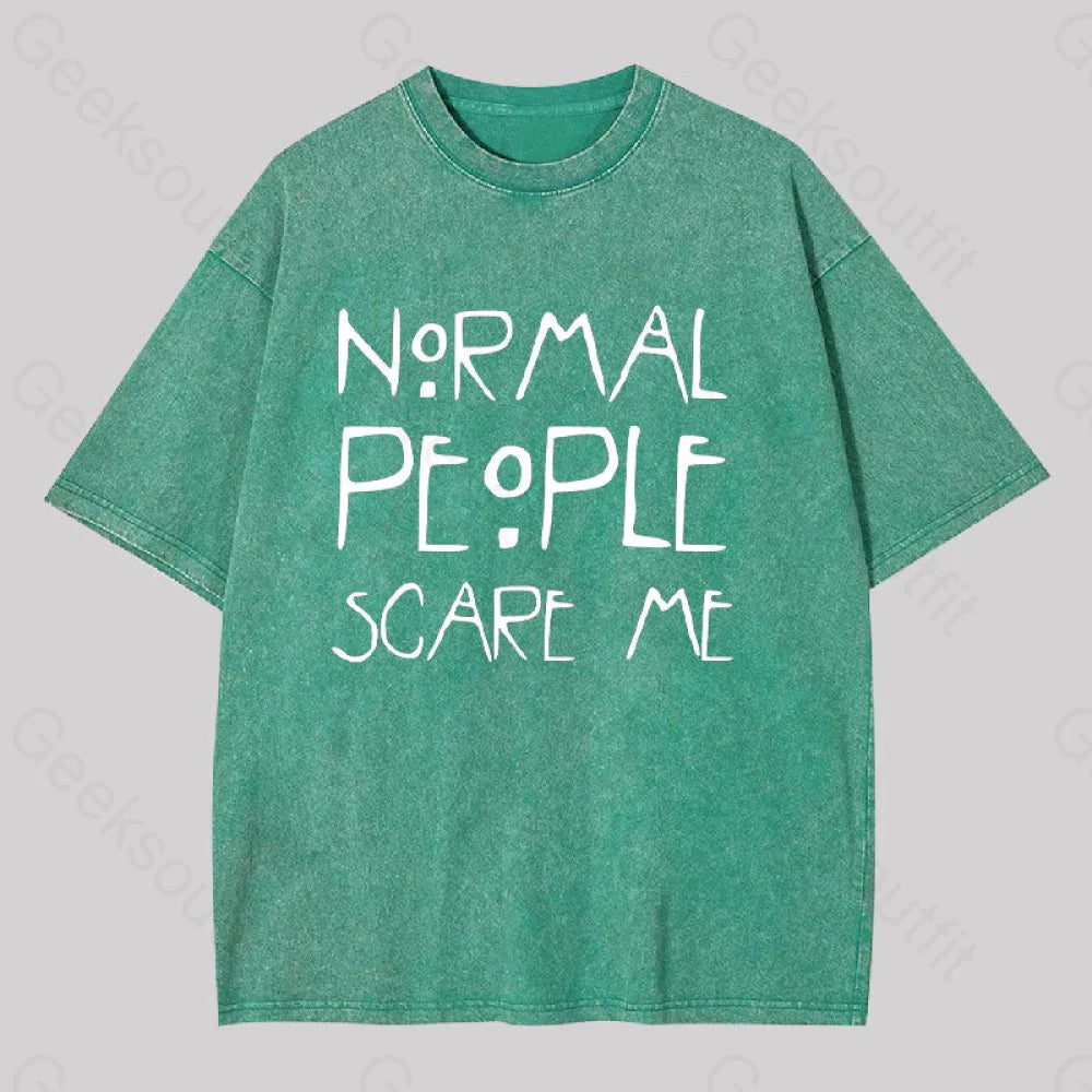 Normal People Scare Me Washed T-Shirt Grass Green / S