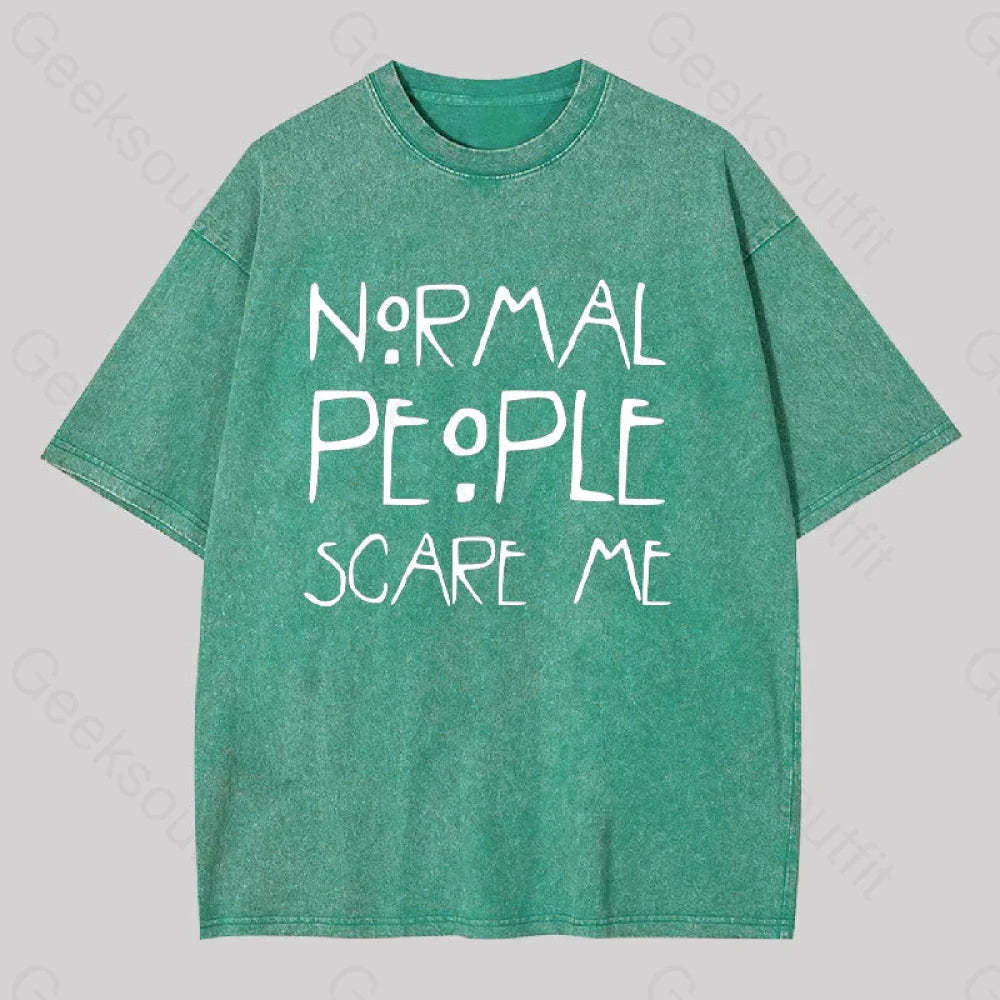 Normal People Scare Me Washed T-Shirt Grass Green / S