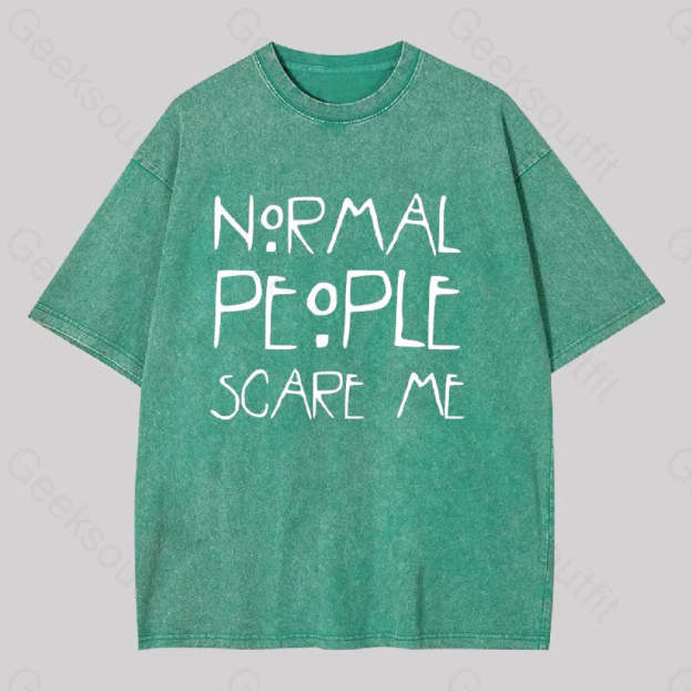 Normal People Scare Me Washed T-Shirt Grass Green / S