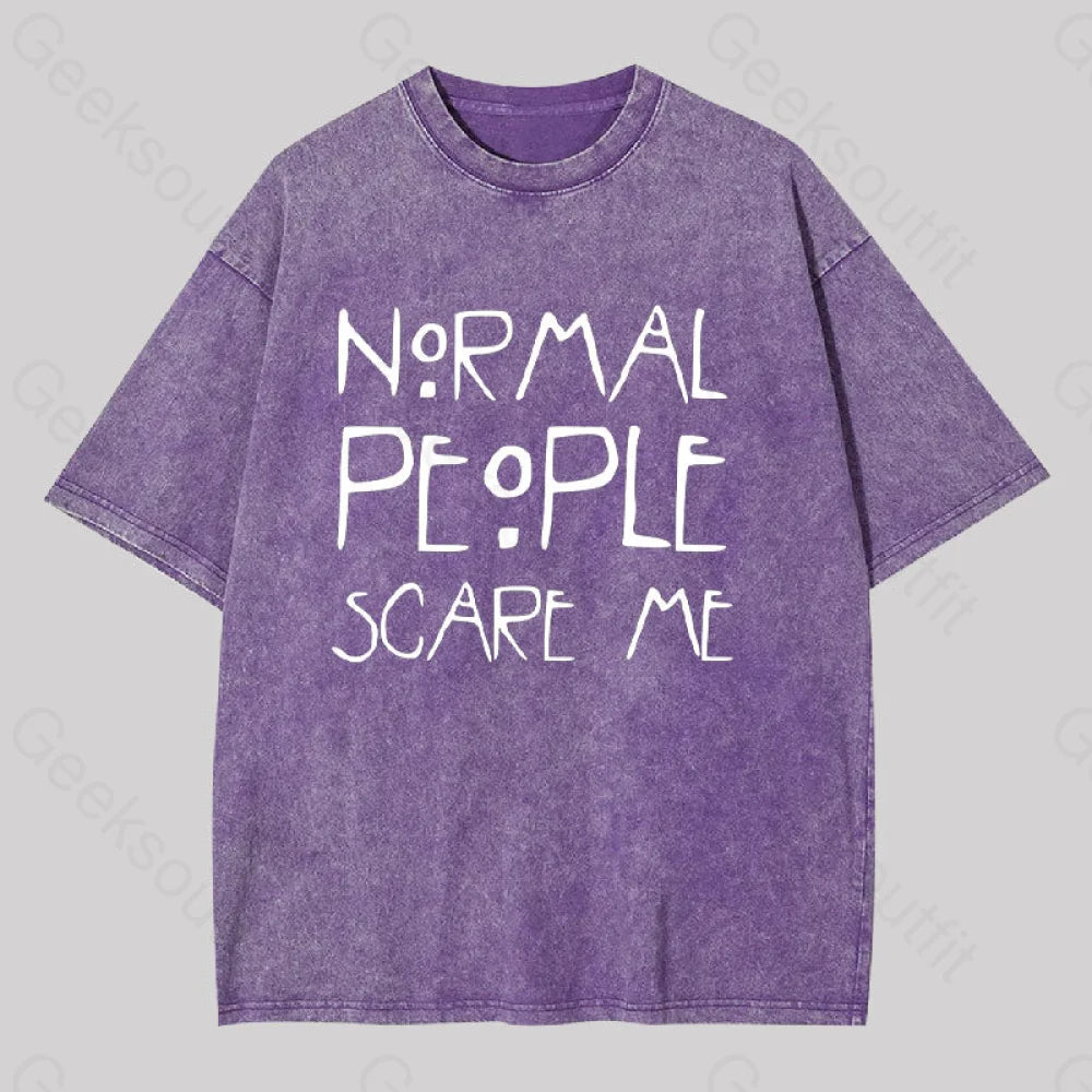 Normal People Scare Me Washed T-Shirt Purple / S