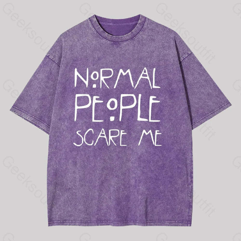 Normal People Scare Me Washed T-Shirt Purple / S