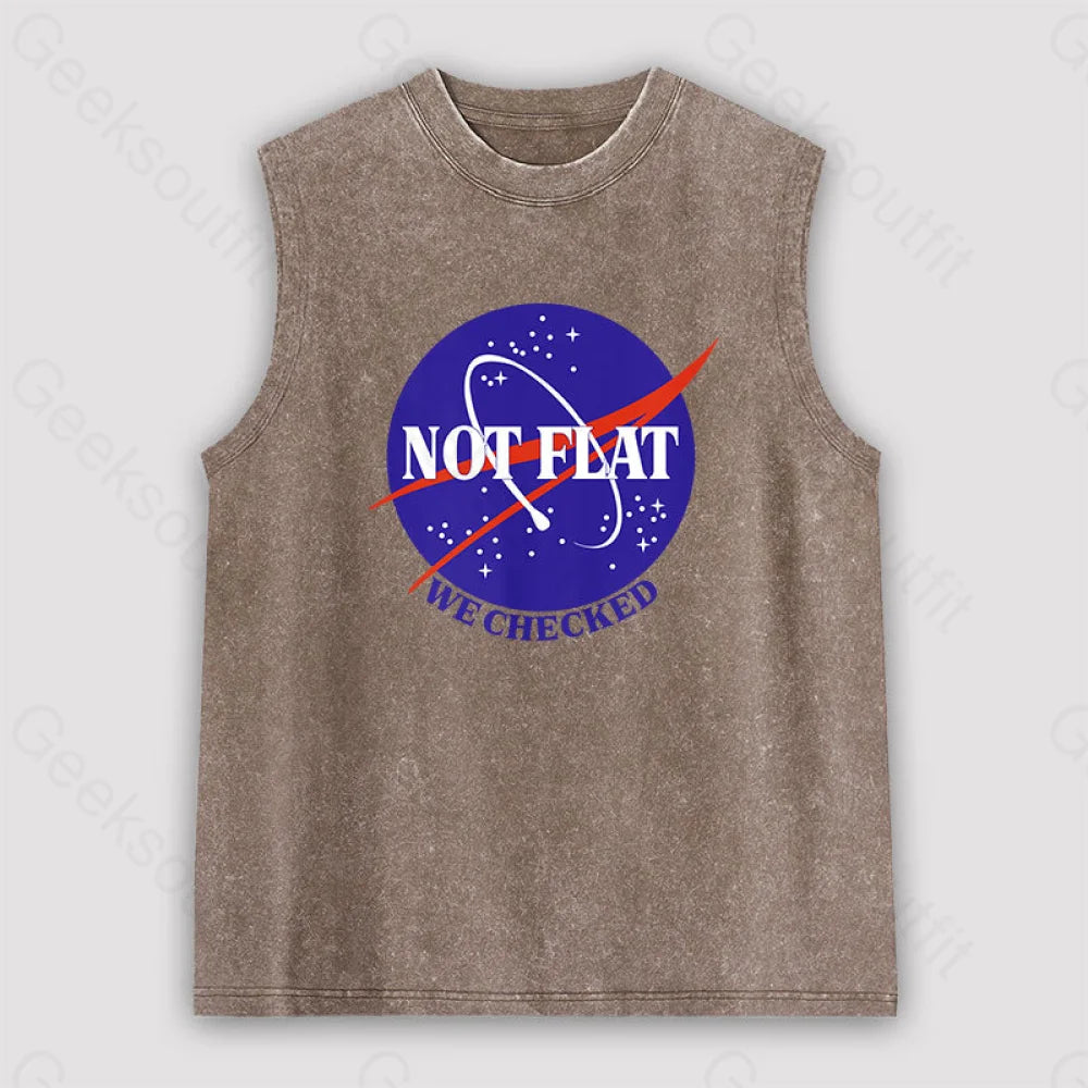 Not Flat Science Unisex Washed Tank Brown / S
