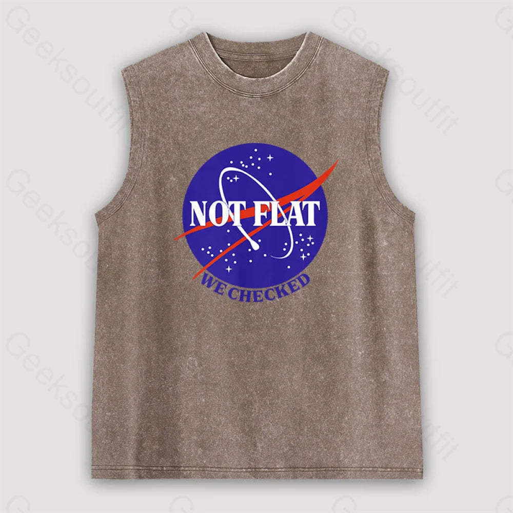 Not Flat Science Unisex Washed Tank Brown / S