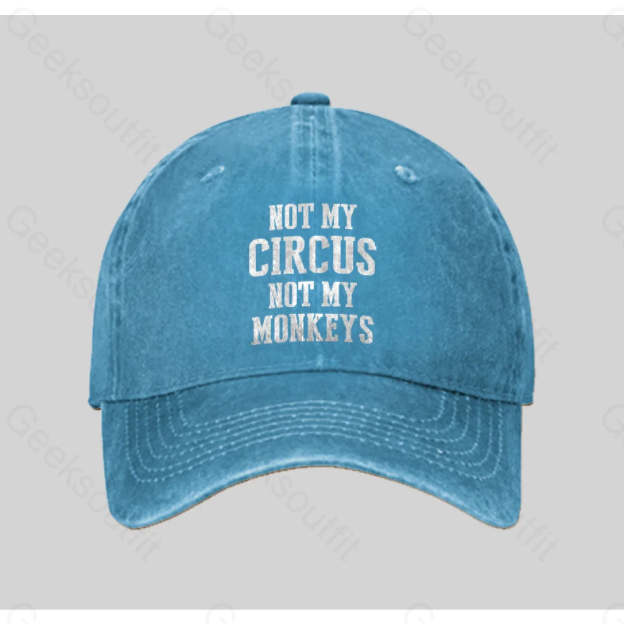 Not My Circus Monkeys Washed Vintage Baseball Cap Blue