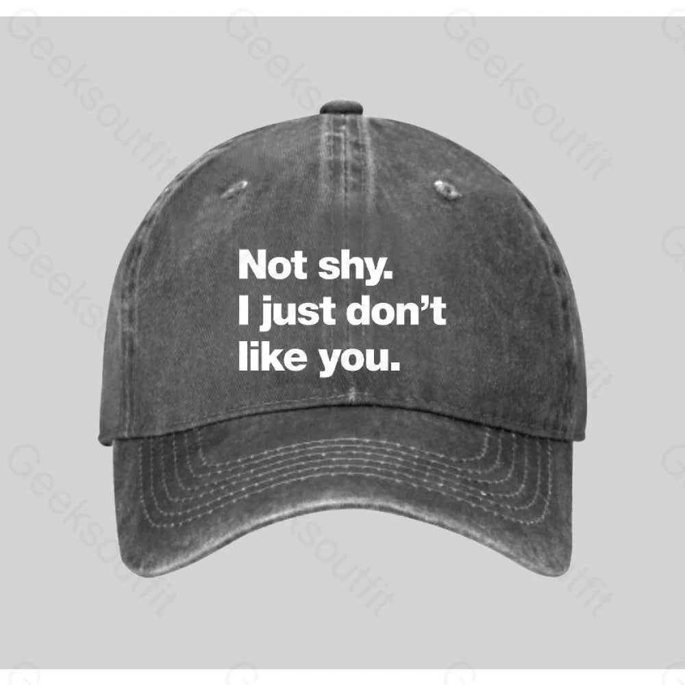 Not Shy I Just Don¡¯t Like You Washed Vintage Baseball Cap Grey