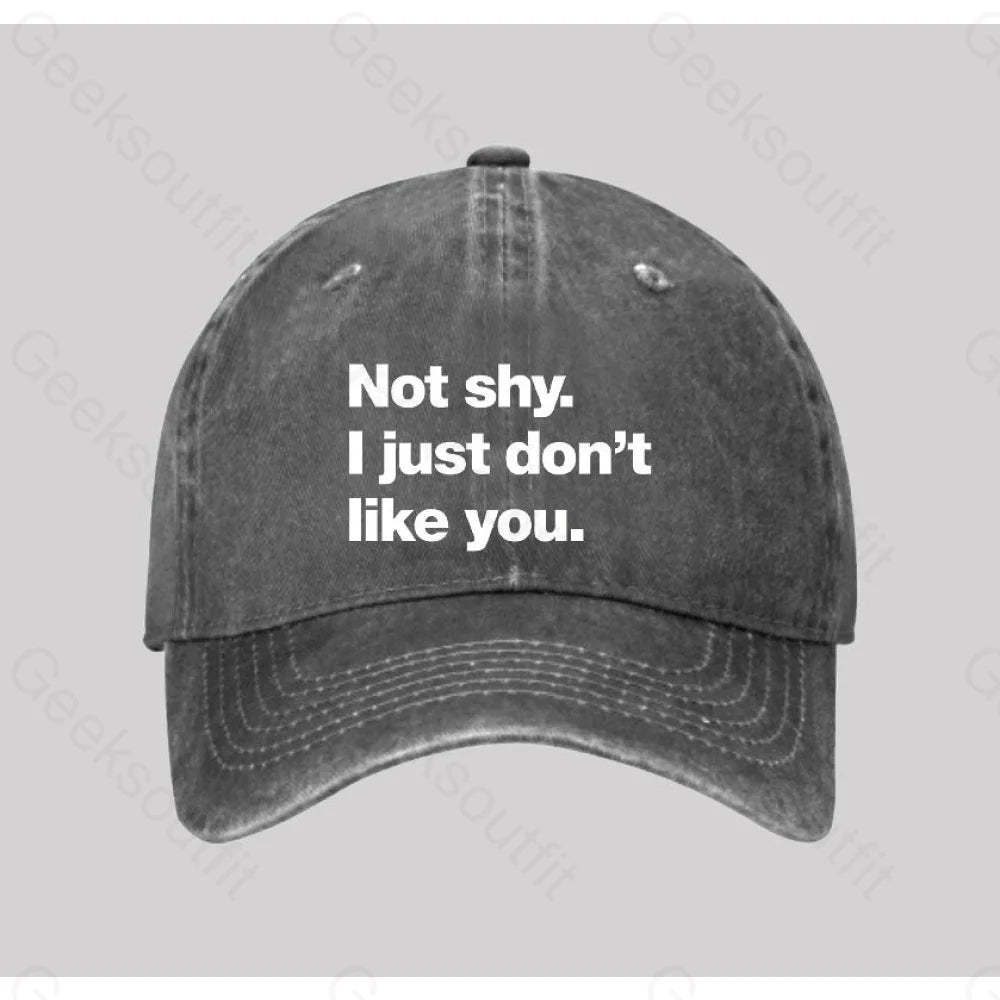 Not Shy I Just Don¡¯t Like You Washed Vintage Baseball Cap Grey
