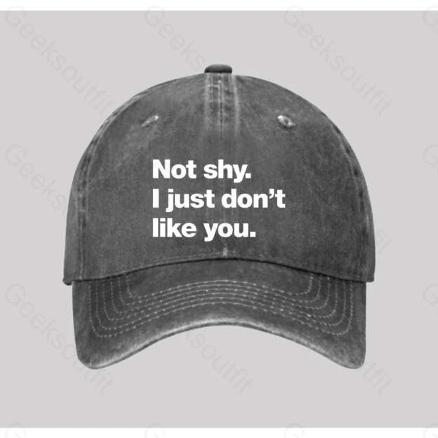 Not Shy I Just Don¡¯t Like You Washed Vintage Baseball Cap Grey