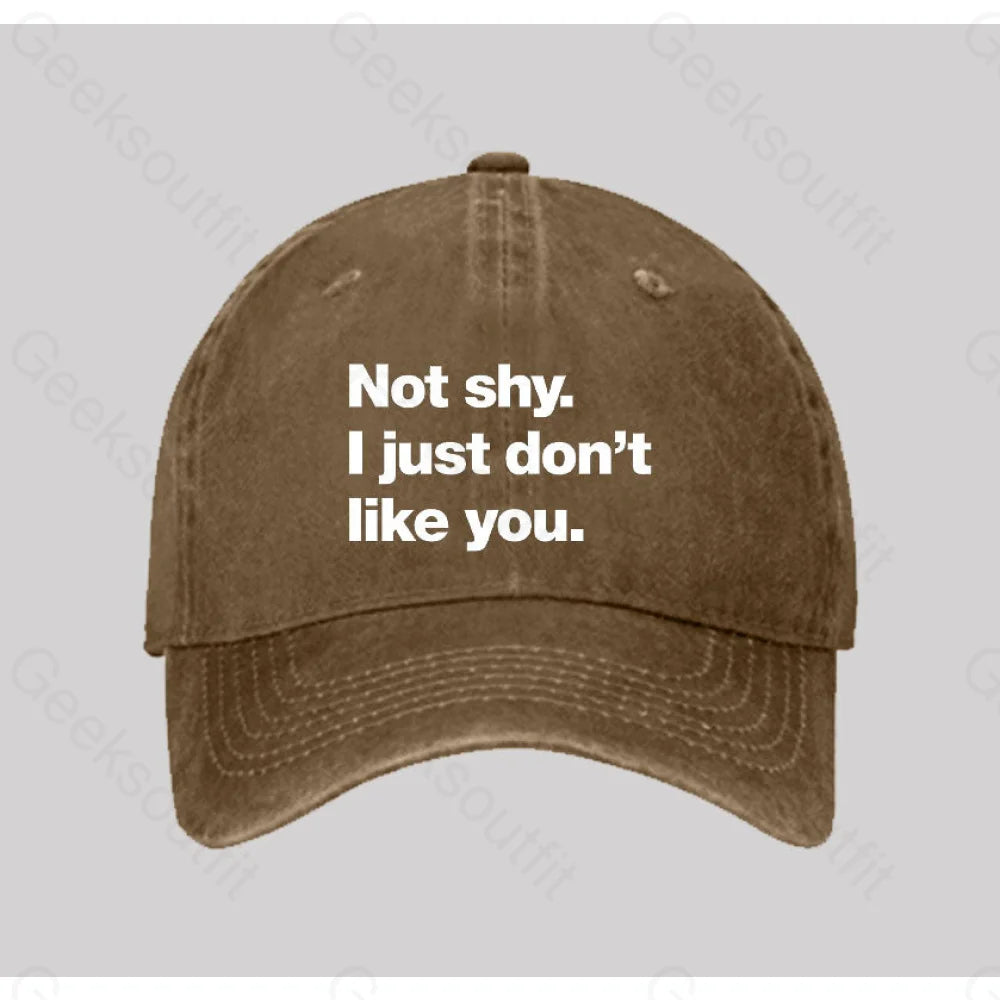 Not Shy I Just Don¡¯t Like You Washed Vintage Baseball Cap Natural