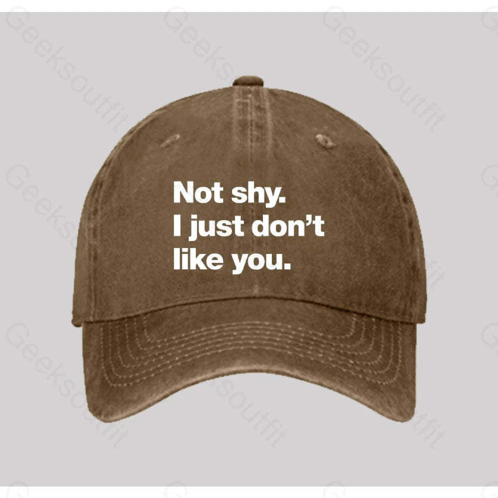 Not Shy I Just Don¡¯t Like You Washed Vintage Baseball Cap Natural