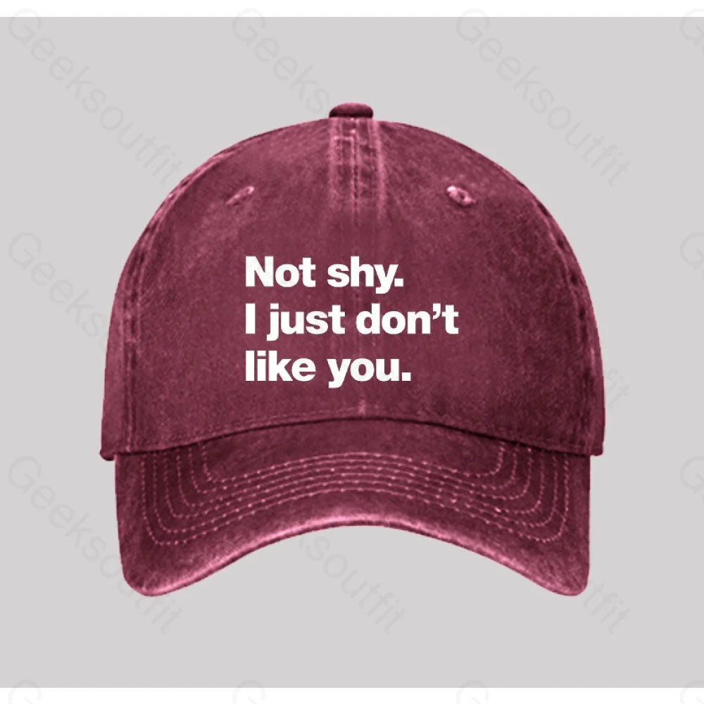 Not Shy I Just Don¡¯t Like You Washed Vintage Baseball Cap Red