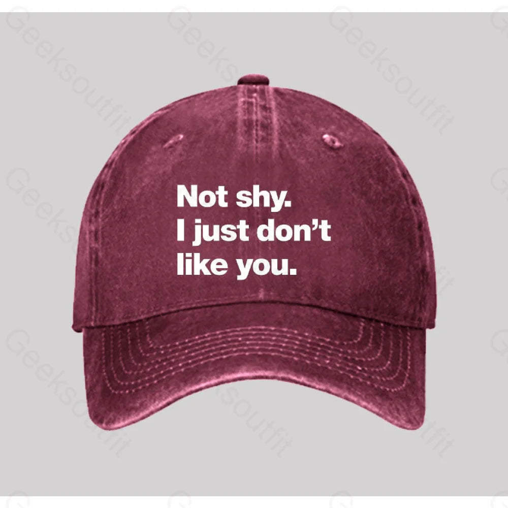 Not Shy I Just Don¡¯t Like You Washed Vintage Baseball Cap Red