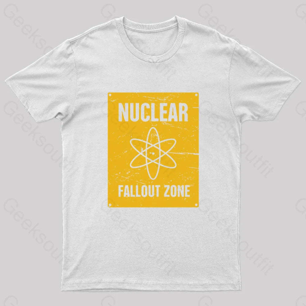 Nuclear Fallout Zone Cold War Sign Nerd T-Shirt White / S