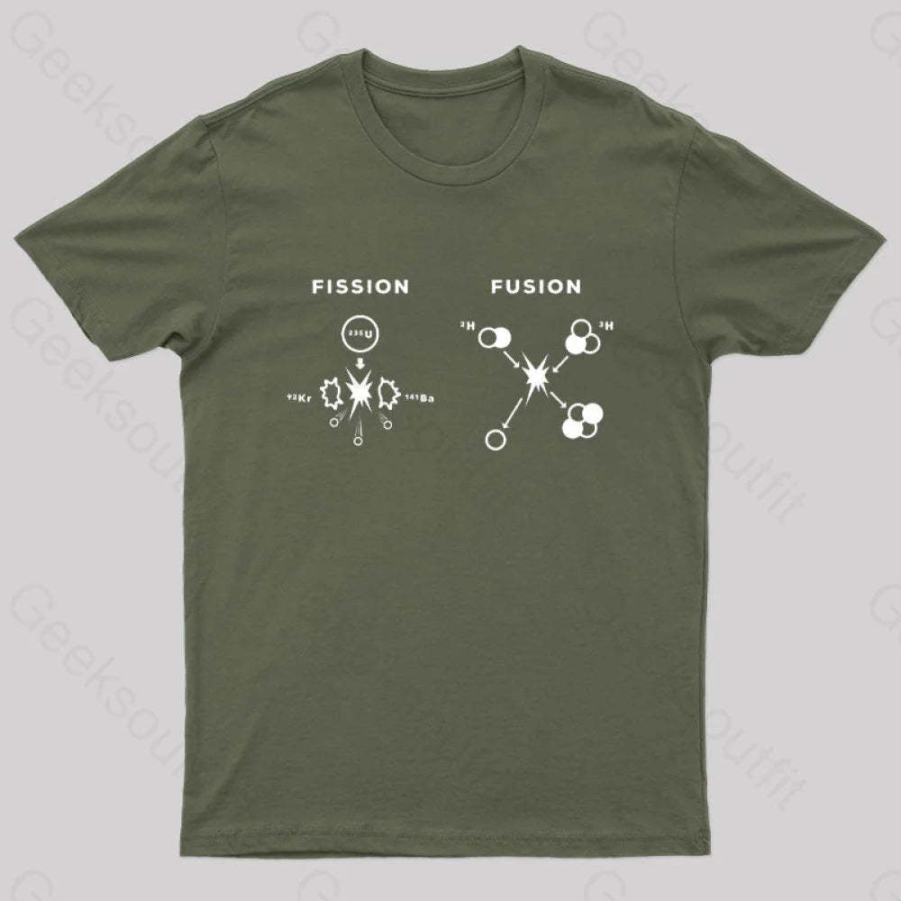 Nuclear Fusion Fission Nerd T-Shirt Army Green / S