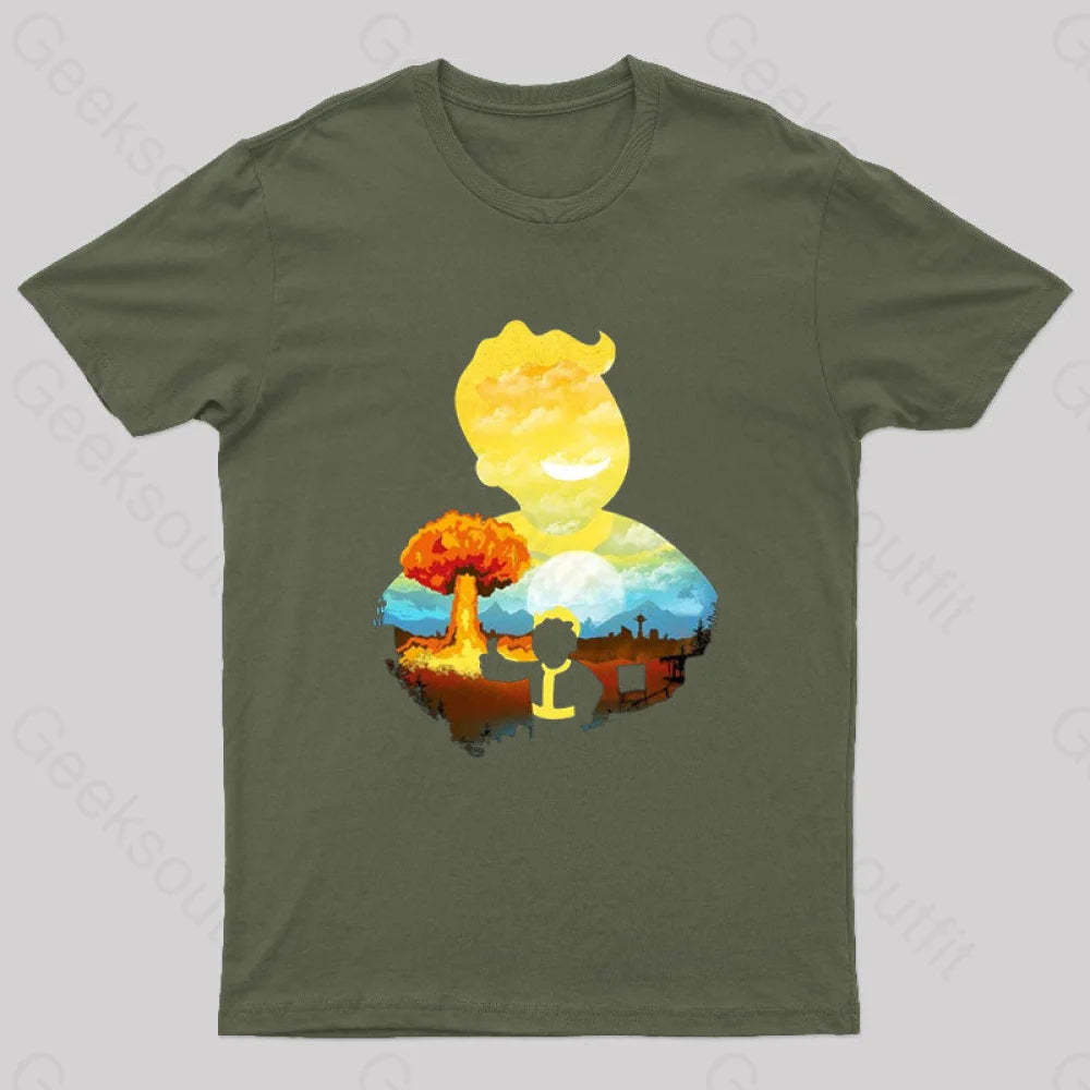 Nuka Landscape Nerd T-Shirt Army Green / S