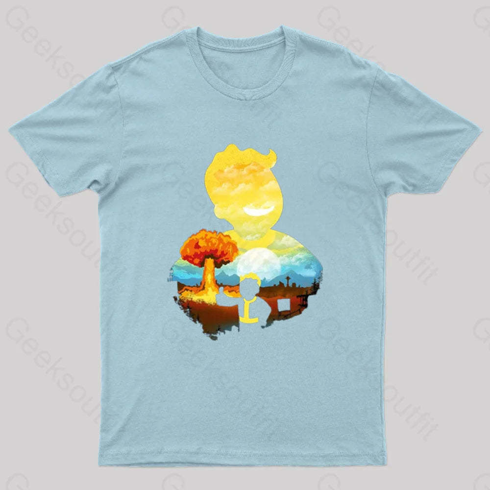 Nuka Landscape Nerd T-Shirt Light Blue / S