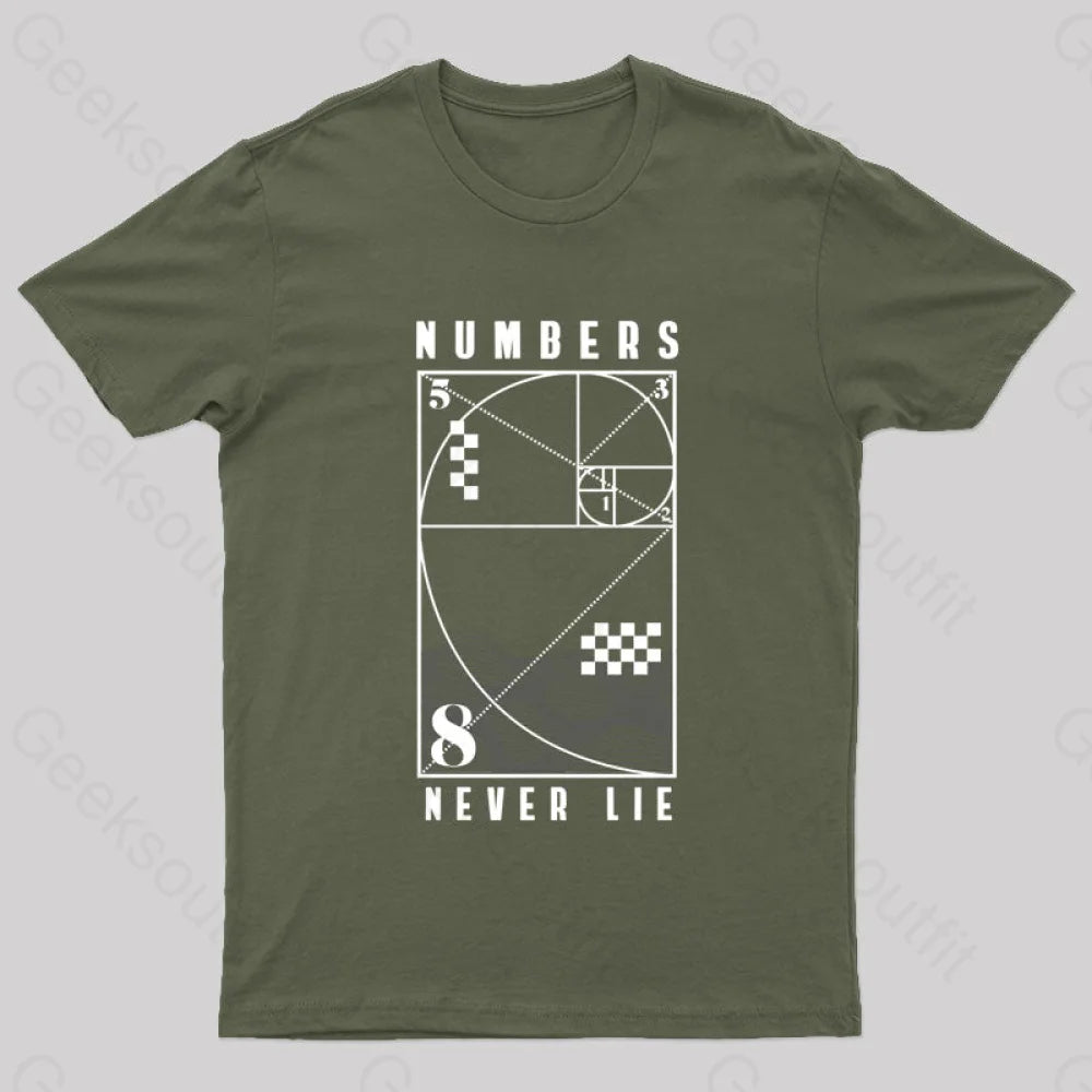 Numbers Never Lie Nerd T-Shirt Army Green / S